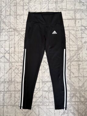 Women's Adidas Aeroready Leggings - Size Small - Black with White Stripes